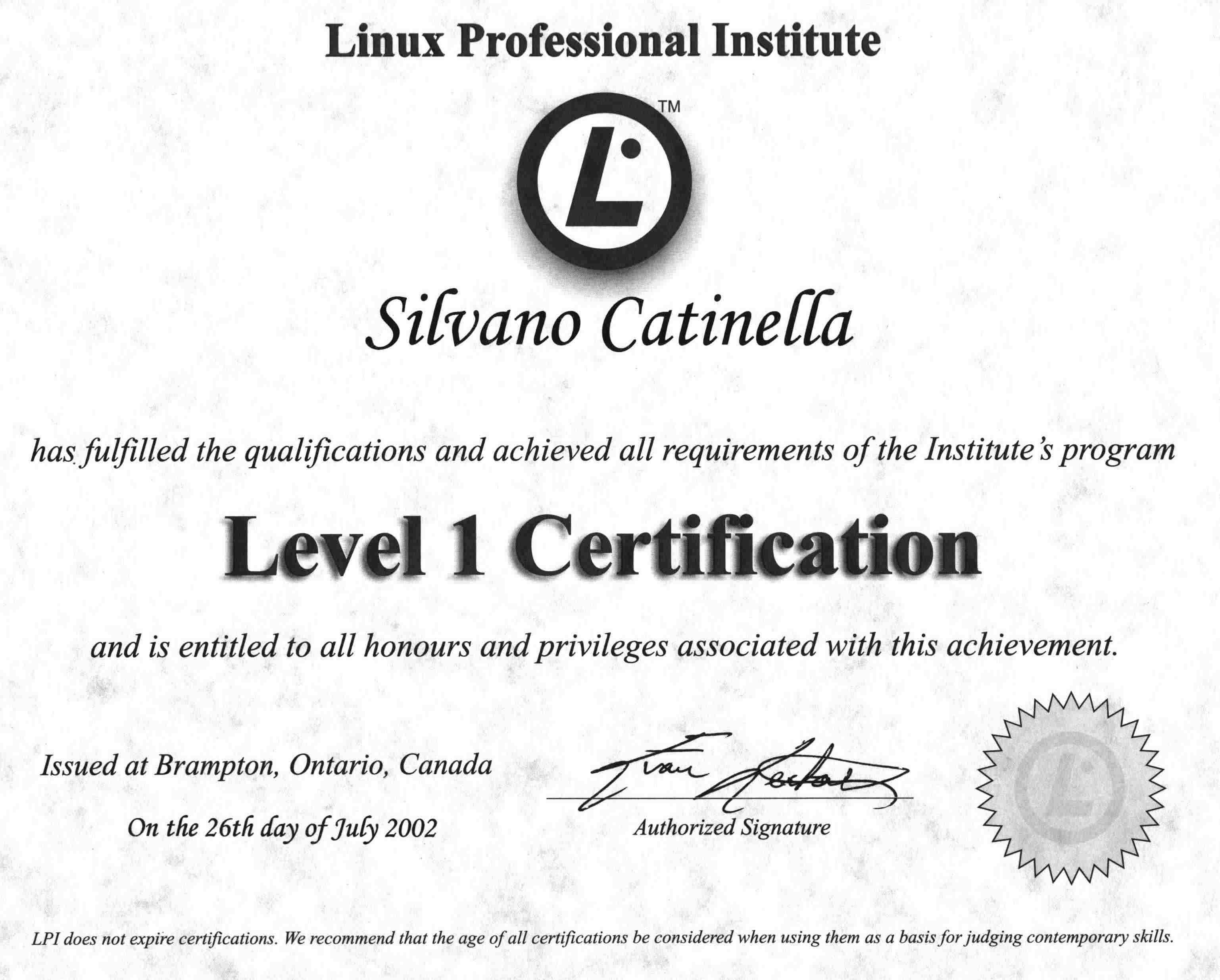 lpi certificate