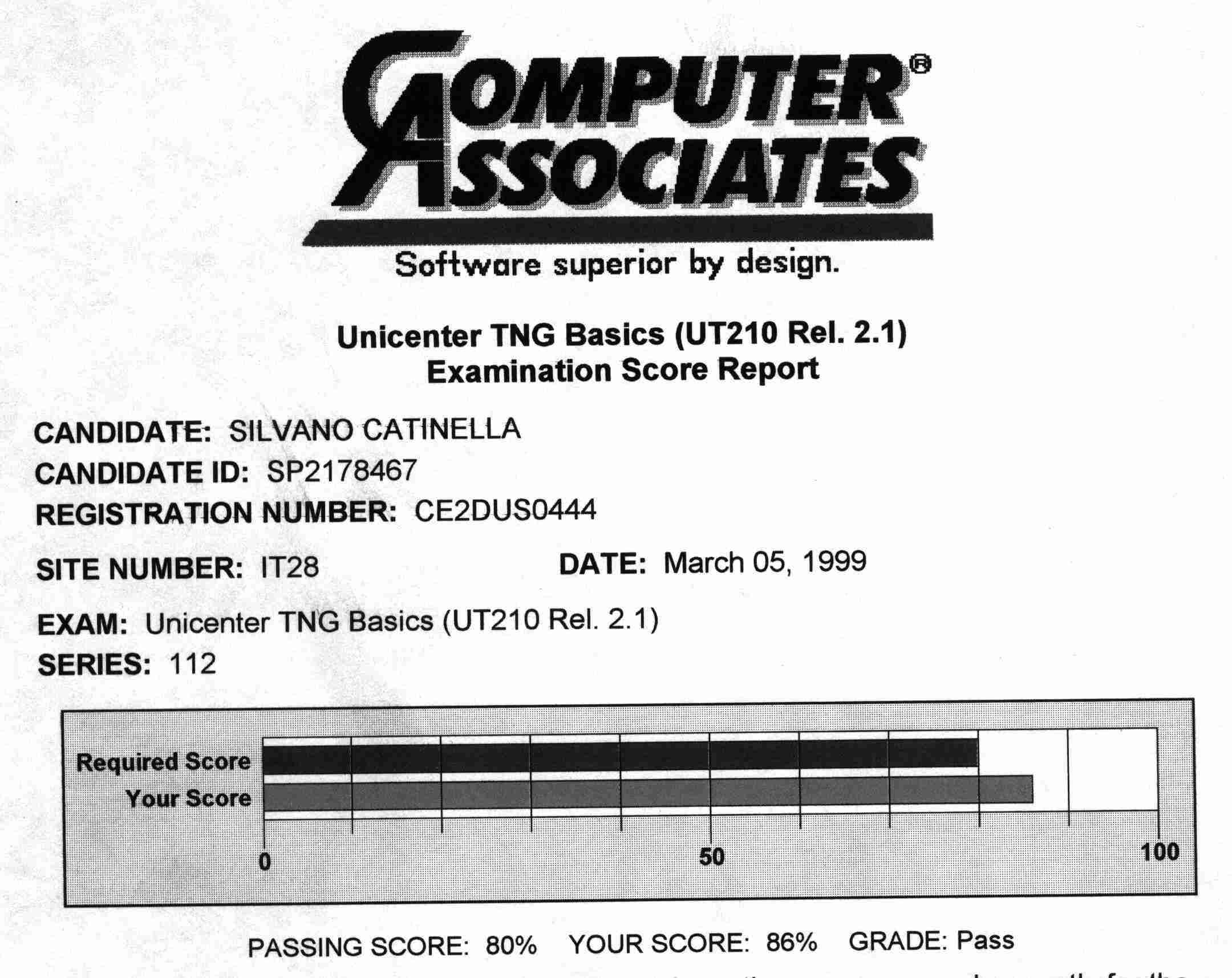 Computer associate certificate on network management software